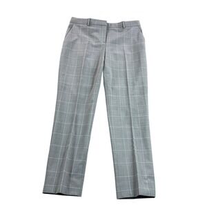 NWOT Theory Women Gray White Plaid Treeca 2R Cyrus‎ Grid Wool Dress Pants Size 6